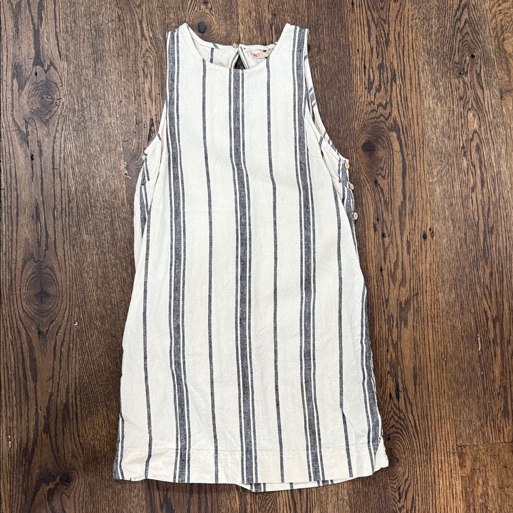 Faherty Cream and Black Striped Mini Dress